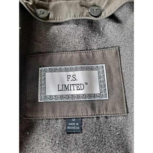 F.S. Limited Trench Coat Women’s Size 12 Brown Long Sleeve Duel Zipper Hooded - Picture 3 of 5